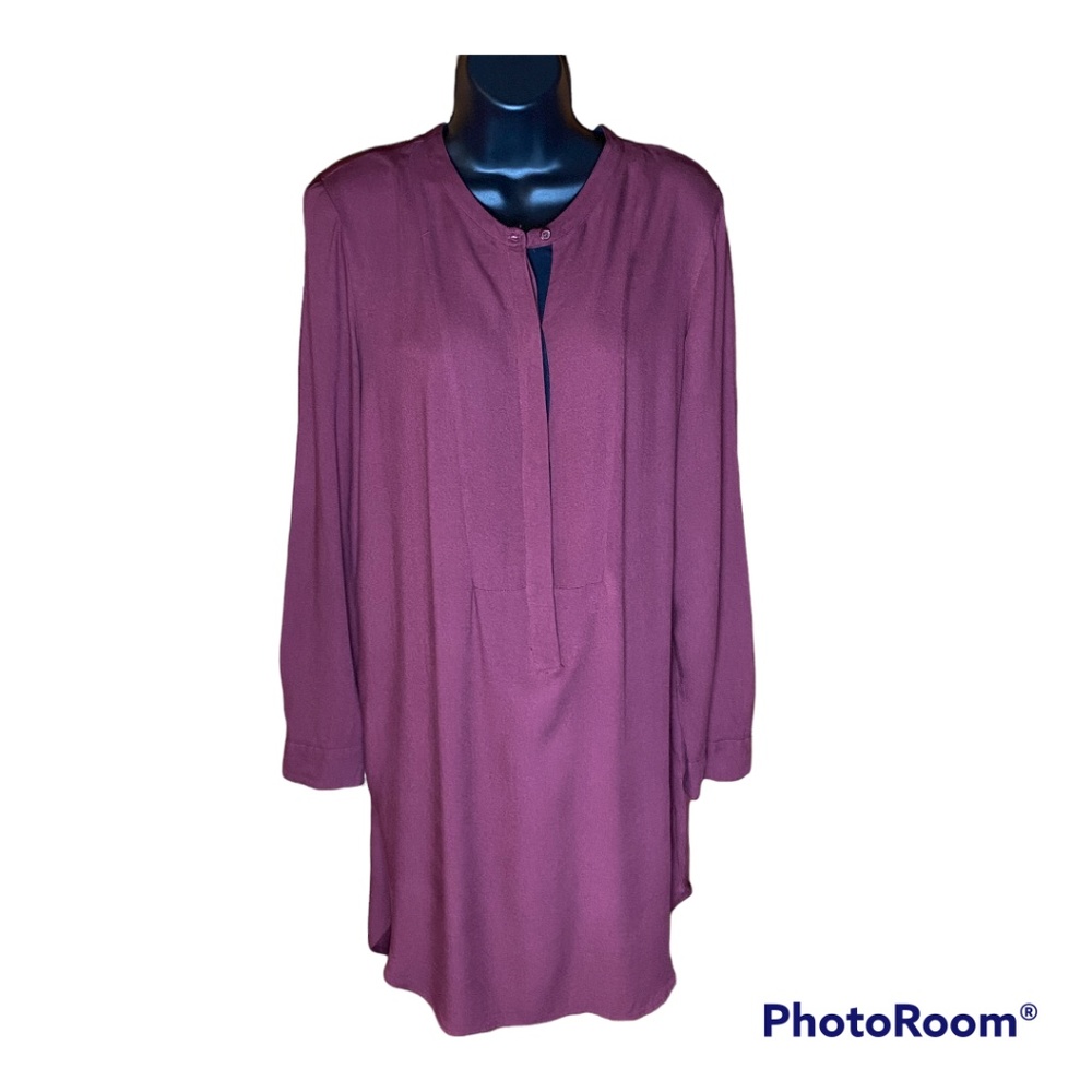 Old Navy Maroon Long Sleeve Tunic Top Dress - Size Medium